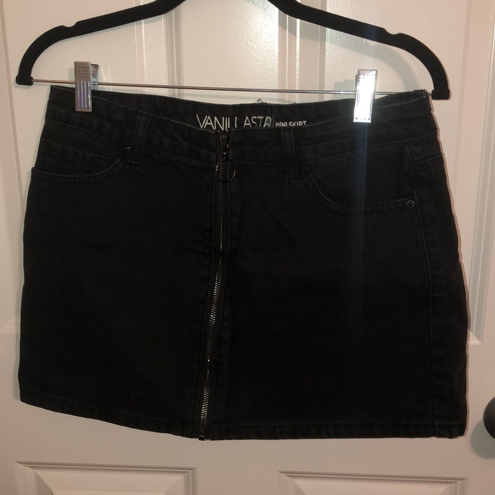 Black Denim Miniskirt
